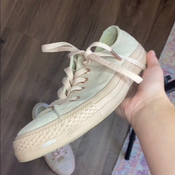 Suede Low Top Converse with Rose Gold Accents - Picture 8 of 8